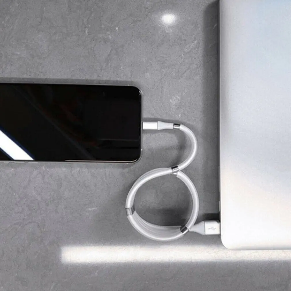 

Black Technology Magnetic Wire Charging Line Self Winding USB Charging Cable Save Space Flexible And Durable Foldable