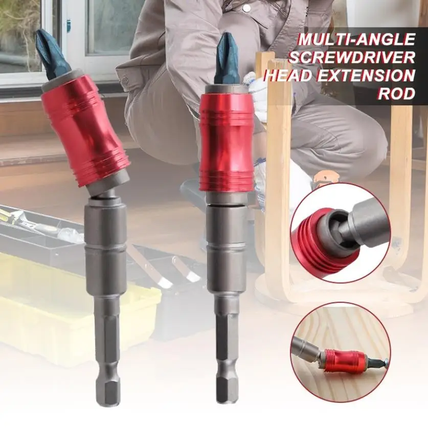 

1/4'' Hex Shank Screwdriver Bit Holder Drive Guide Extension Bar Adjustable 20 Degree Magnetic Screwdriver Extension Rod