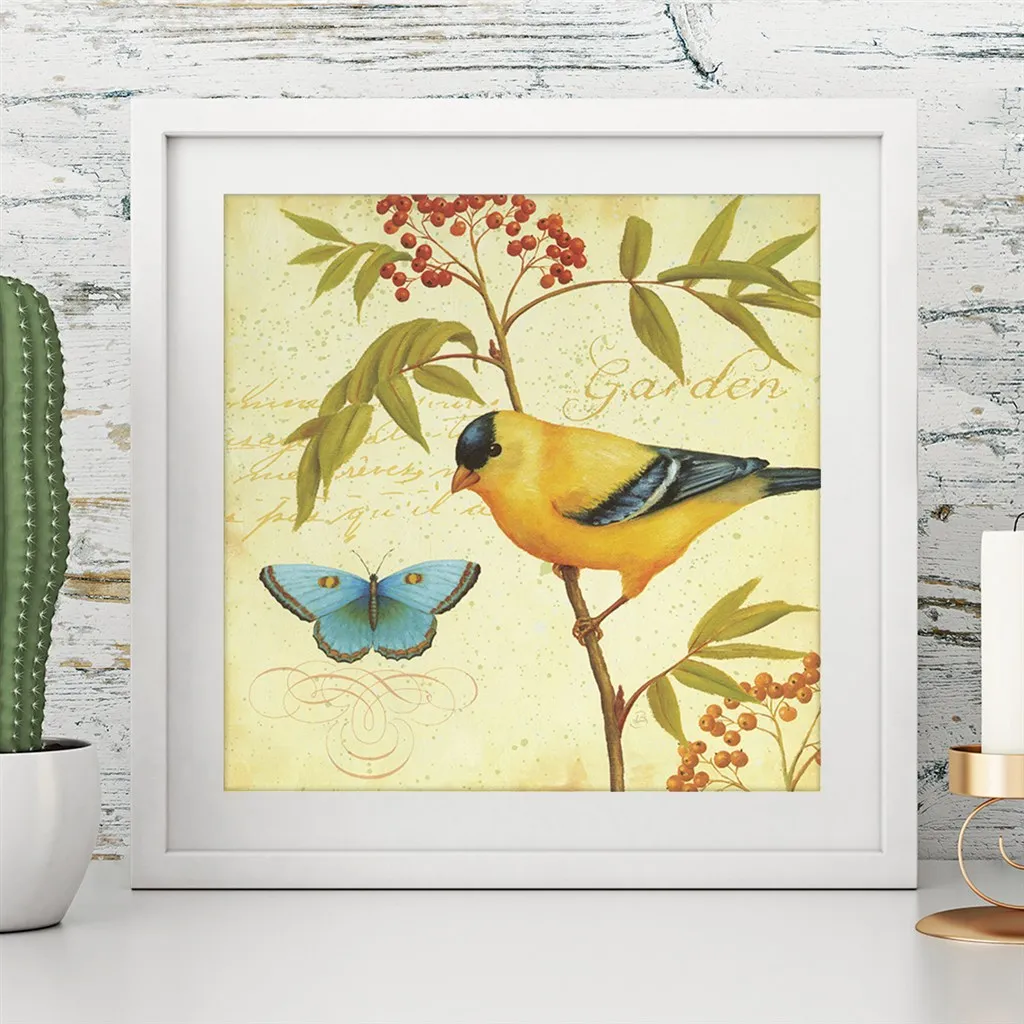 

Yellow Cute Birds Desktop Decor Painting Canvas Butterfly Envelopes Wall Art Animal Posters And Prints Wall Pictures Living Room