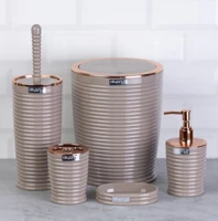 OceanLand Elegans Rose Pcs Bathroom Set Hard Plastic Toothbrush Holder Soap Dispenser Toilet Brush Dustbin