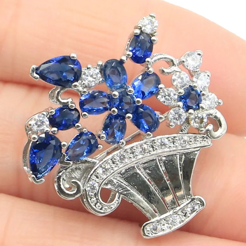 27x22 мм Юбилей Цветочная корзина создан Танзанит Яркий Циркон для Для женщин