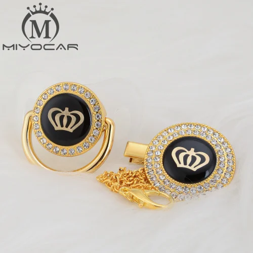 MIYOCAR, золотые, серебряные, блестящие стразы, корона, красивая, шикарная соска и соска, клипса, BPA бесплатно, пустышка, блестящая, уникальный дизайн, GCR2 - Цвет: GCR2-1  0-6M