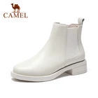 Женские короткие ботинки-челси CAMEL, из натуральной кожи, эластичные повседневные ботинки на среднем каблуке с круглым носком, Короткие Плюшевые ботинки для зимы, 2020