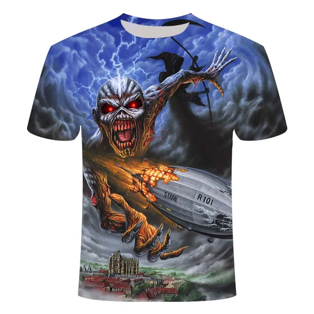 

summer Casual Tshirt 3D Hip Hop T shirt heavy metal skulls t-shirt Punk festival rock t shirt Men Short Sleeve Oversized tshirt