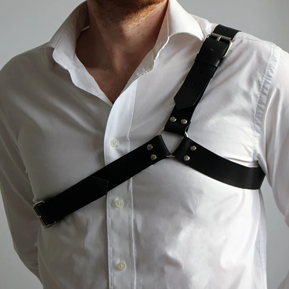 BDSM Leather Harness Men Strap Fetish Gay Bondage Sexual Body Chest  Strap Punk Sex Halloween Lingerie Cosplay Rave Costum Tops