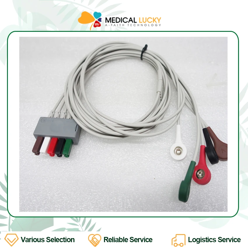 

Original Mindray ECG Lead Wire Set 5 Lead Snap Clip to Dual 5 Pin Connector EL6501B AHA Lead Wire P/N 0010-30-43145