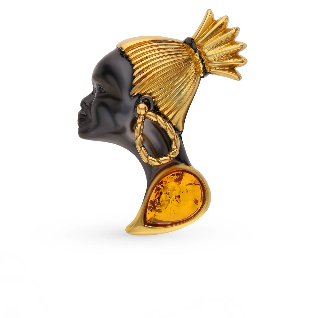 Серебряная брошь с янтарем SUNLIGHT проба 925 | Украшения и аксессуары