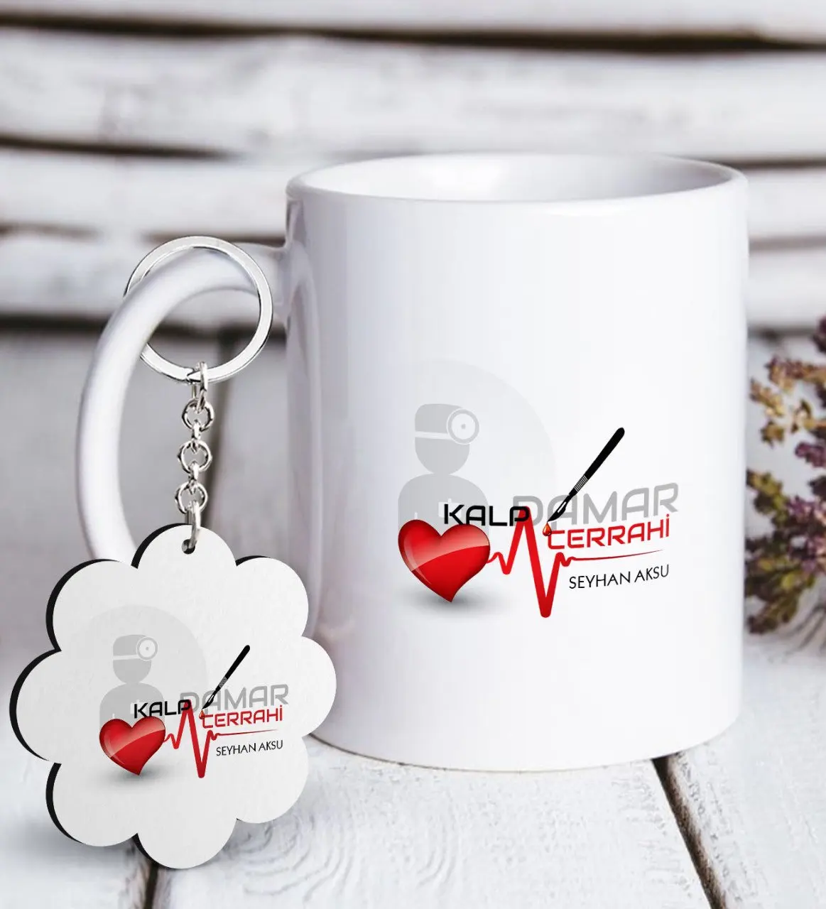 

Personalized Professional Cardiovascular Surgery White Mug and Keychain Gift Seti-1