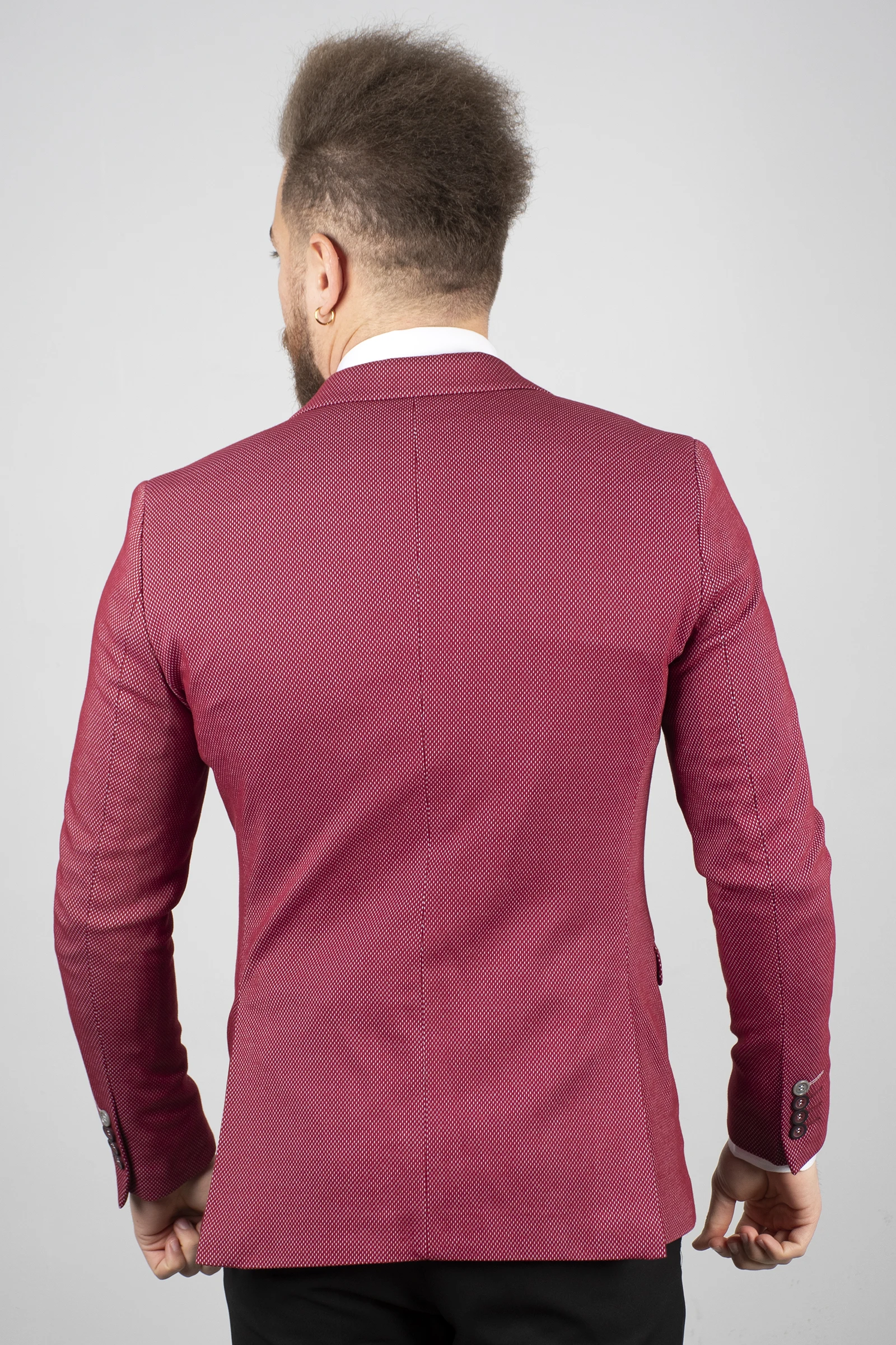 

DeepSEA Clear Burgundy Men 'S Luxury Blazer Coat Suit Jacket Tight-Fitting Mould Patterned Fabric Four Seasons Daily Groom Wedding Business 2006502