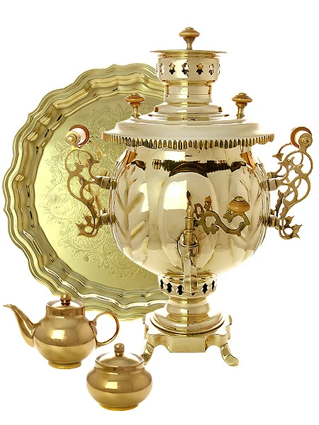 Набор самовар угольный (жаровый дровяной) 4 5 литра желтый &quotшар&quot арт. 210510 | Дом и