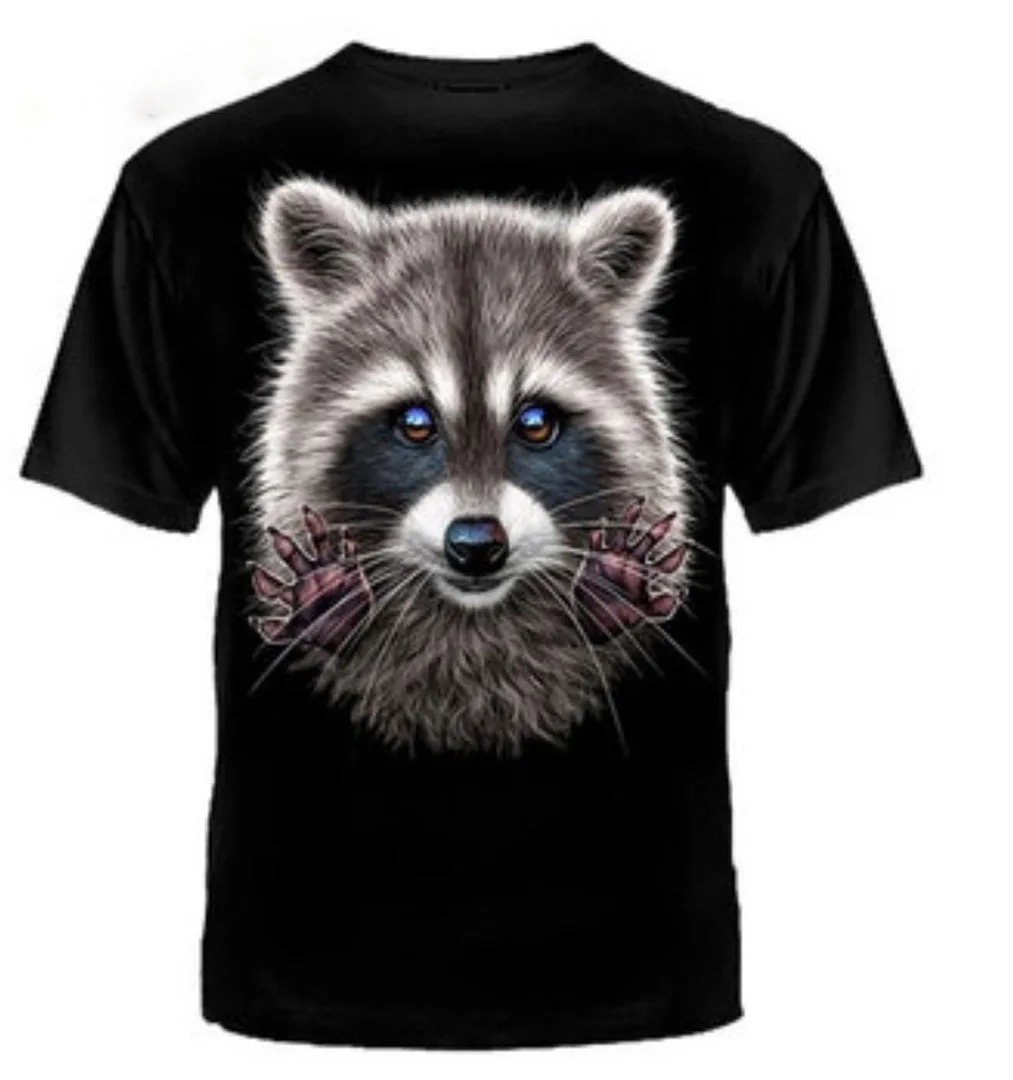 Мужская футболка Енотик с приколом черная Енот | одежда