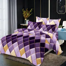 Juego de ropa de cama de cuadros dorados nórdicos, ropa de cama geométrica, súper suave, doble, tamaño King, funda Nórdica, en la cama colcha, sin sábana (2)