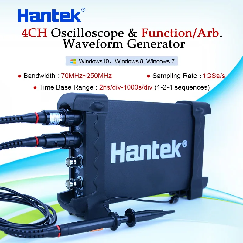 Hantek 6074BD USB 4CH Цифровые портативные осциллографы произвольные 70 МГц осциллограф с