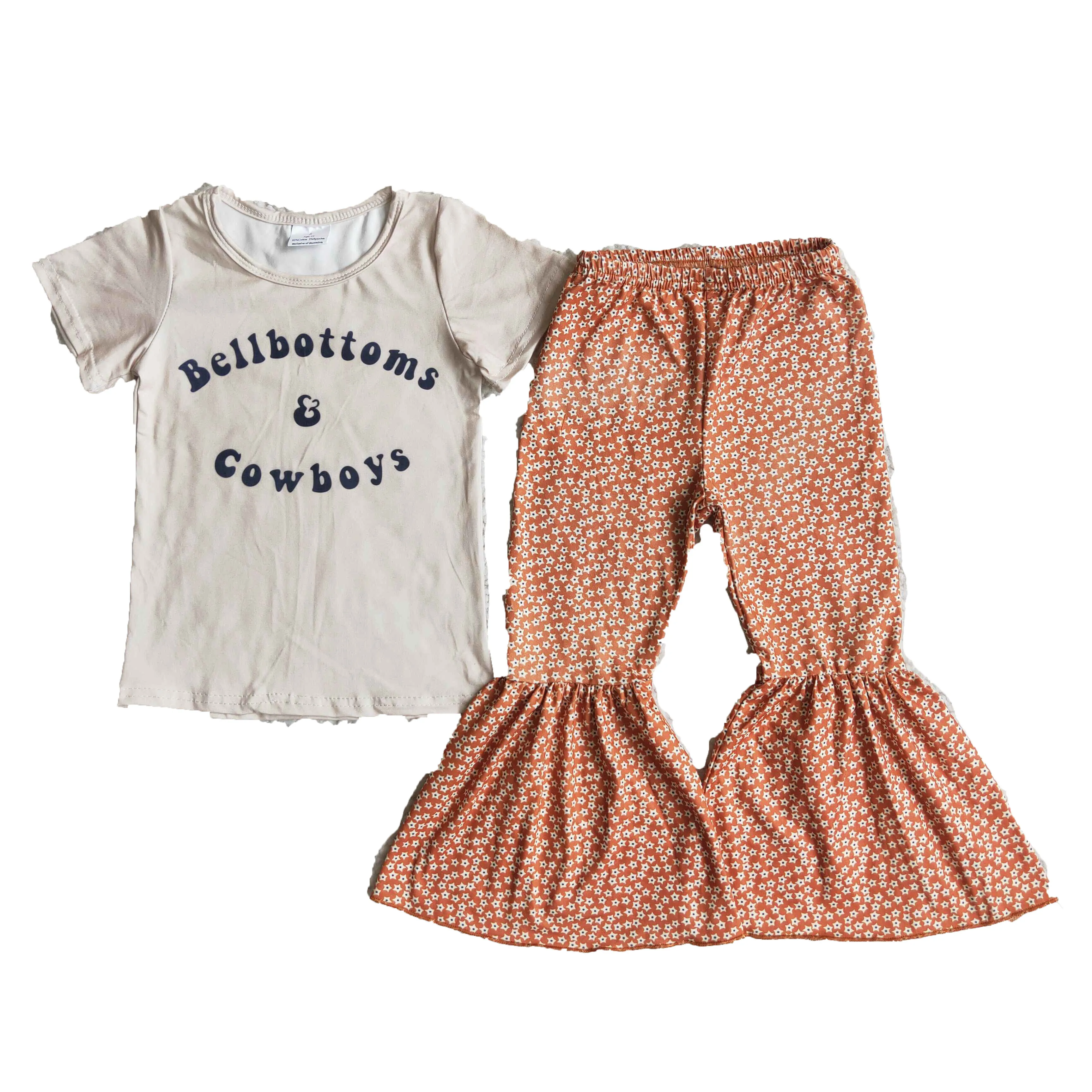 

Весенняя детская одежда для девочек черные буквы с коротким рукавом с цветочным принтом оранжевые брюки молочный шелк Летние Удобные компл...