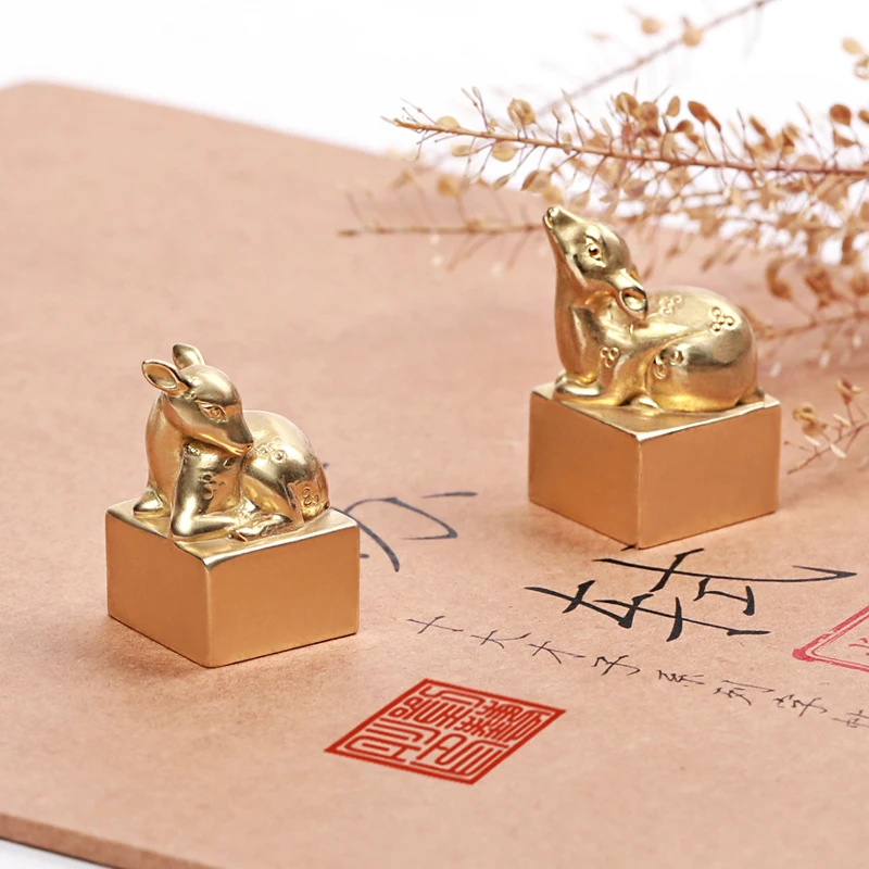 Deer Stamp Custom Brass Stamp Personal Chinese Name Stamp Chinese Symbol Chinese Art Seal for Calligraphy and Sumi Painting
