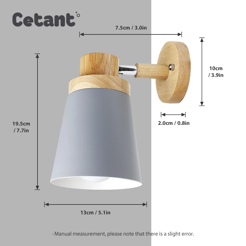Скандинавская современная настенная лампа cфэ деревянная прикроватная E27