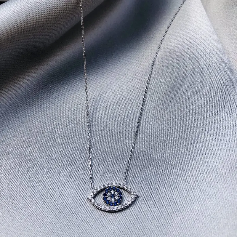 

Evil Eye 925 Sterling Silver Necklace Women Girls Gift Jewelry Accessories Fashion Handmade Elegant Chain