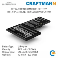 craftmann battery 2716mah for apple iphone 10 x a1865a1901a1902 616 00346616 00351