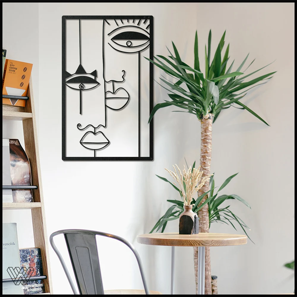 

Lucid Nordic Picasso Style Eye and Lips Artistic Metal Wall Art Decor Living Room Interior Decorative Painting Ornament