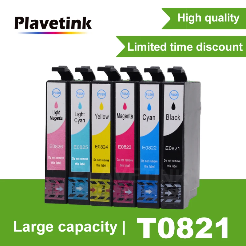 Чернильный картридж Plavetink T0821 6 цветов совместимый для Epson Stylus Photo T50 R290 R295 R390 RX590 RX610