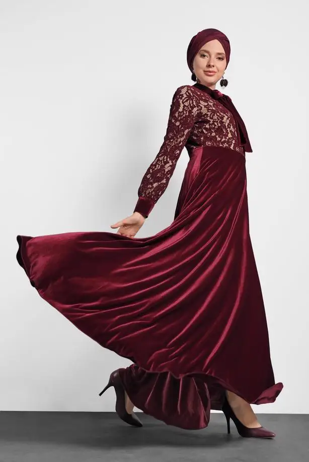 

Длинное женское платье с гипюром, Турецкая Мода, мусульманская современная одежда в мусульманском стиле, Турция, весна-лето 2019