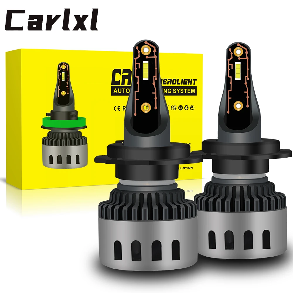

Мини-лампа Carlxl для автомобильных фар H4, H7, 6000 лм, 9005 K, Лампа H1, 9006, HB3, HB4, H8, H9, H11, противотуманные фары, лампа для автомобильных фар 12 В