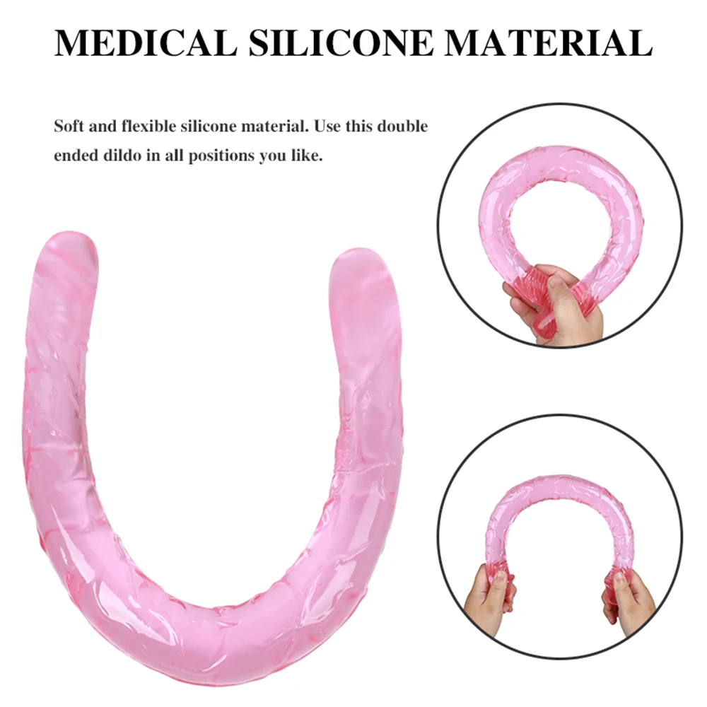 Длинный мягкий гелевый фаллоимитатор двойной реалистичный Анальная пробка для