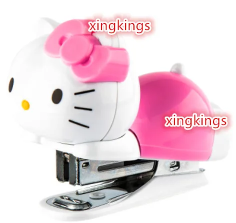 Pink 1 х Hello kitty Детские Канцелярские принадлежности мультфильм Мини милый портативный степлер набор - Цвет: Pink