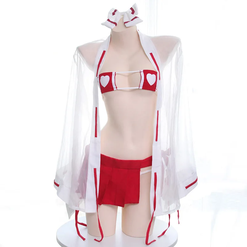 

Cosplay Girls Temptation Sleepwear Women Sexy Lingerie Underwear Bandeau Sets Nightgown See-through Clothing High Cut Mini Skirt