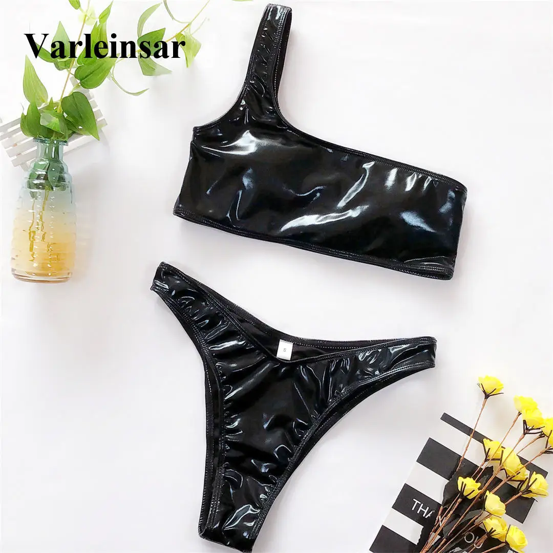 Женский купальник сексуальное кожаное бикини из искусственной кожи с одним