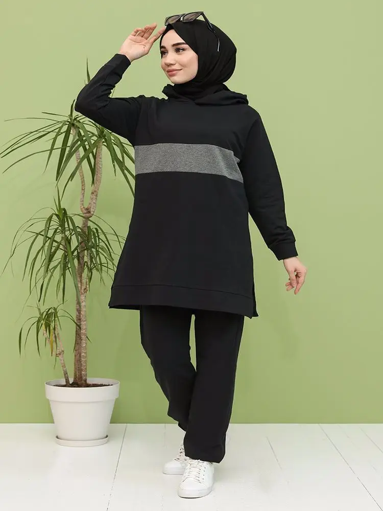 

Track Suits 2 Piece Sets Women's Casual Hooded Sweater Women Modest Islamic Clothing Fashion Muslim Turkey