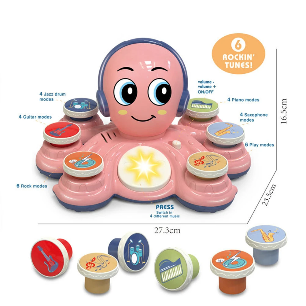 

Children's Intelligence Light Music Drum Cute Octopus Hand Beat Drum Light Music Parent-child Interaction Boy and Girl Toys