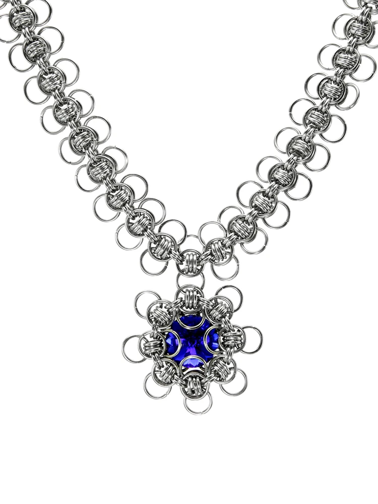 

Mavra ручной работы плетеная цепь винтажная подвеска ожерелье с синим кристаллом Модные металлические цепочки ювелирные изделия для женщин с...