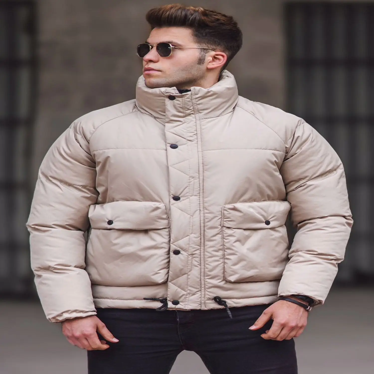 Male 2021 Inflatable Coat Pocket Detail new autumn winter jackets Parka men warm outerwear casual slim male overcoat