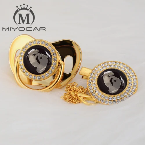 MIYOCAR/Милая Золотая и серебряная Соска-пустышка с золотым украшением для ног и пустышка с клипсой, не содержит бисфенол, пустышка, уникальный дизайн, GFT-08 - Цвет: GFT-8   0-6M