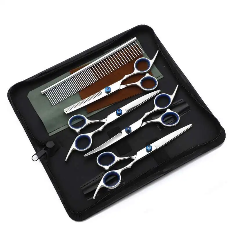 

Pet Grooming Scissors Set Safety 6 Inch Professional Stainless Steel Dog Scissors Pets Thinning Direct Curved Scissor Shears