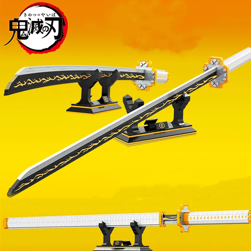 

MOC Demon Slayer Nichirin Sword Building Blocks Katana Anime YAMATO Zoro Knife Ninja Katana Weapon Bricks Toys For Boy Gifts