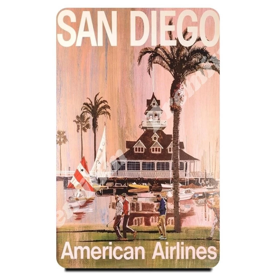 Сан-Диего Сувенирный магнит Винтажный туристический плакат | Дом и сад