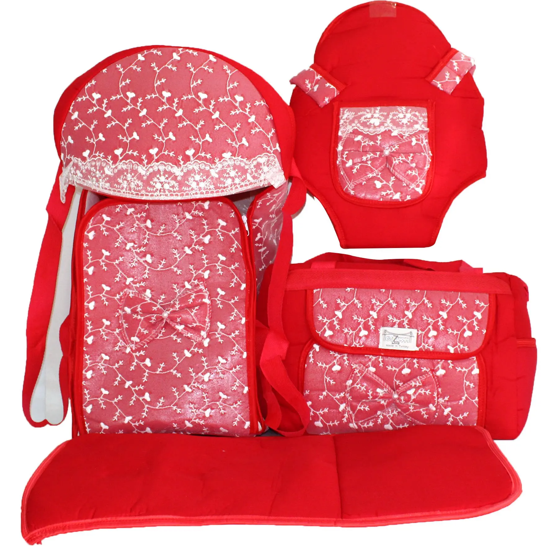 Ruched Red 4'lü Carry Set