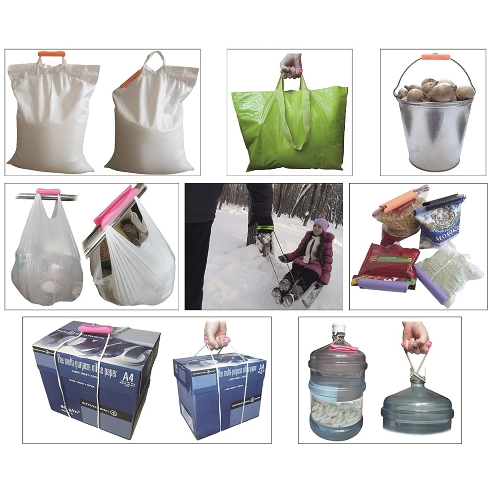 Набор из 5 предметов. Ручки для перевозки пакетов. Держатель для продуктовых сумок. Бутылочная ручка. Защита для рук. Органайзер-зажим для переноски. Защитный инструмент для переноски. Держатель для еды.