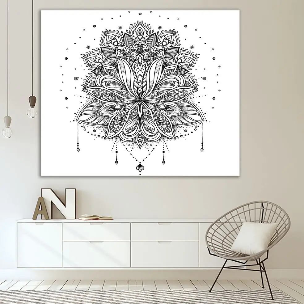 Гобеленовые декоративные цветы лотоса узоры Пейсли Бохо и магический символ