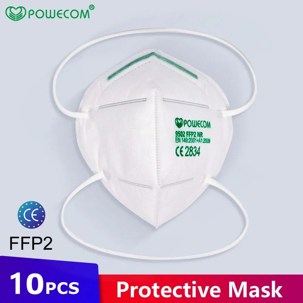 

POWECOM 50/30/20/10Pcs FFP2 Face Mask CE Certified Headband Style Safety Mask 95% Filtration Reusable Mouth Muffle Respirator