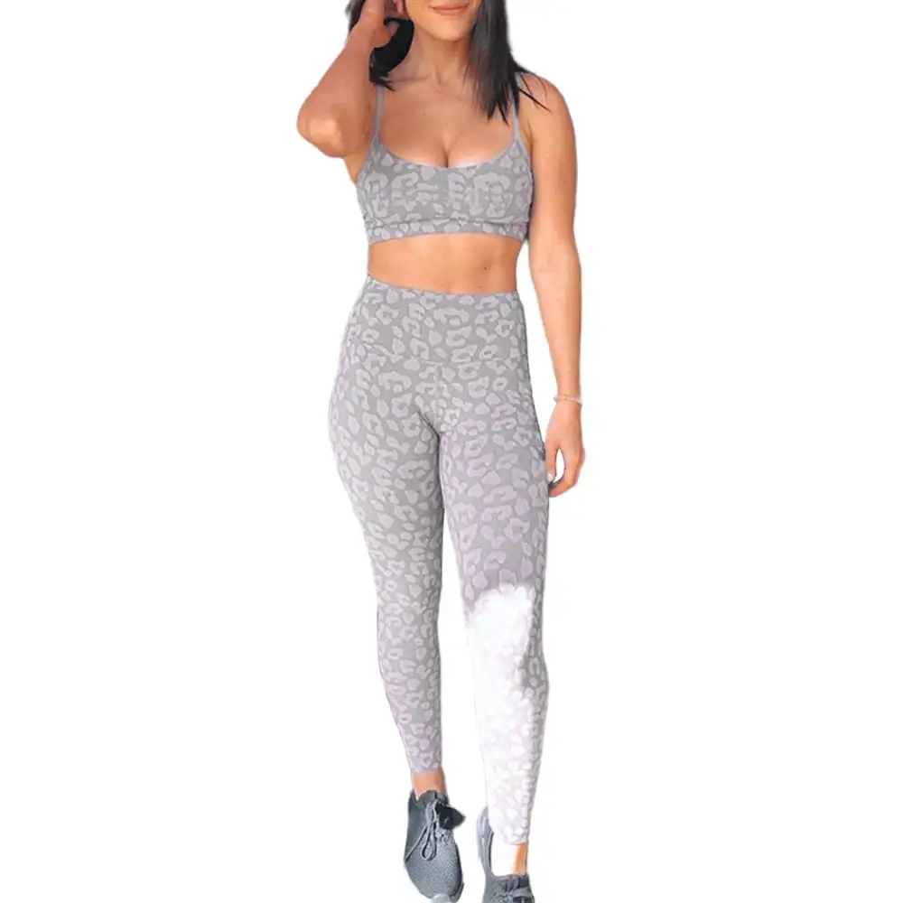 Женская летняя спортивная одежда с леопардовым принтом для фитнеса мягкий