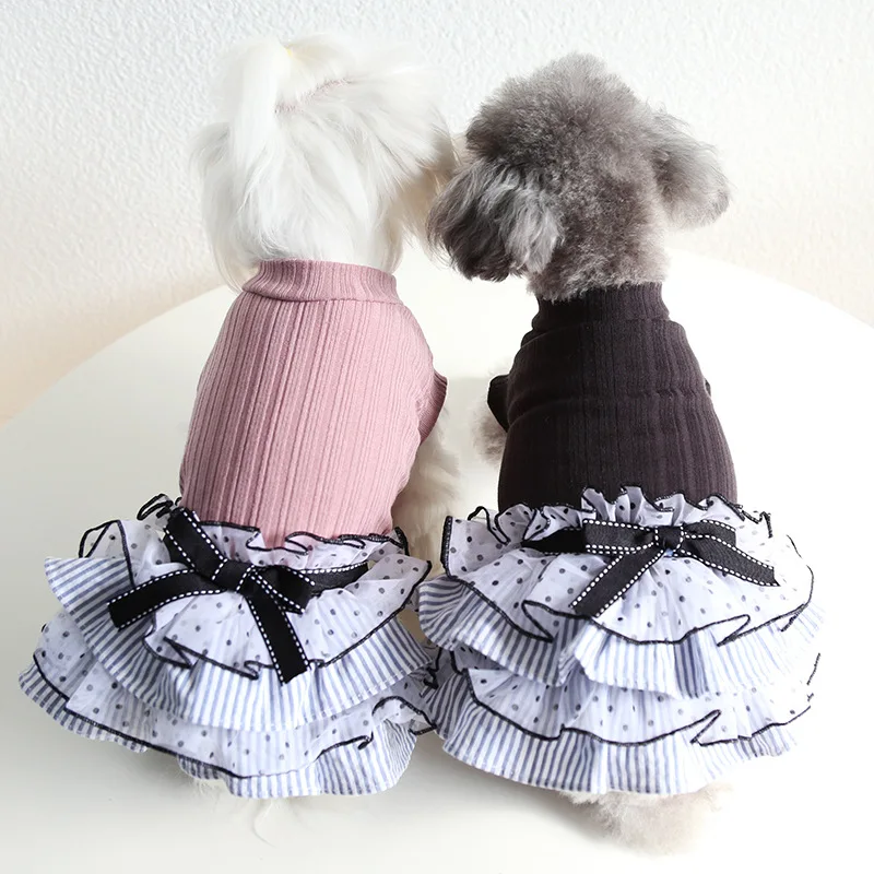 

Dot Lace Pet Dog Clothes Summer Tutu Cake Dress Dog Shirt Cat Dress Puppy Wedding Floral Pet Dress Clothing For Dogs Teddy