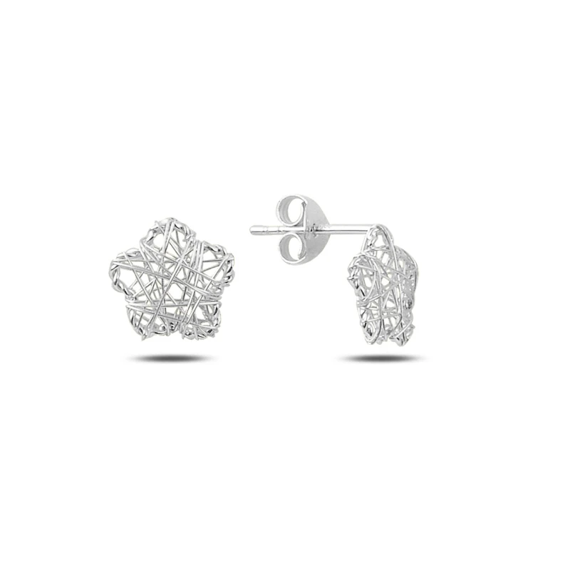

Серебряные 925 пробы вязаные серьги-ромашки
