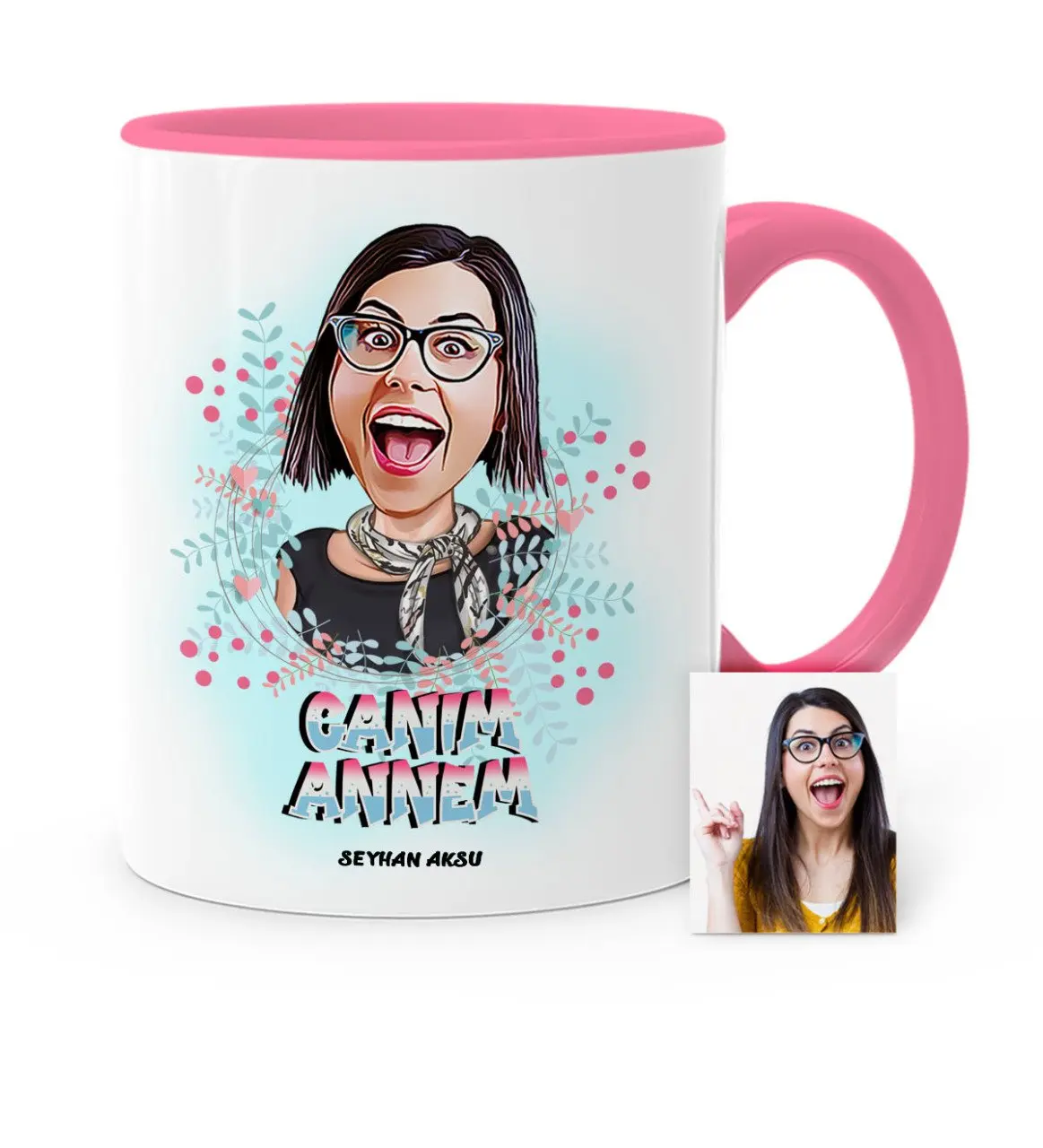 

Personalized Dear Mum Cartoon Pink Mug Cup