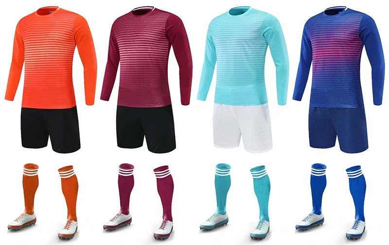 

Custom Boys Girls Socce Jersey long sleeve set Adult Kid Uniforms Sport Training New Breathable Top SoccerAdult Children Footbal