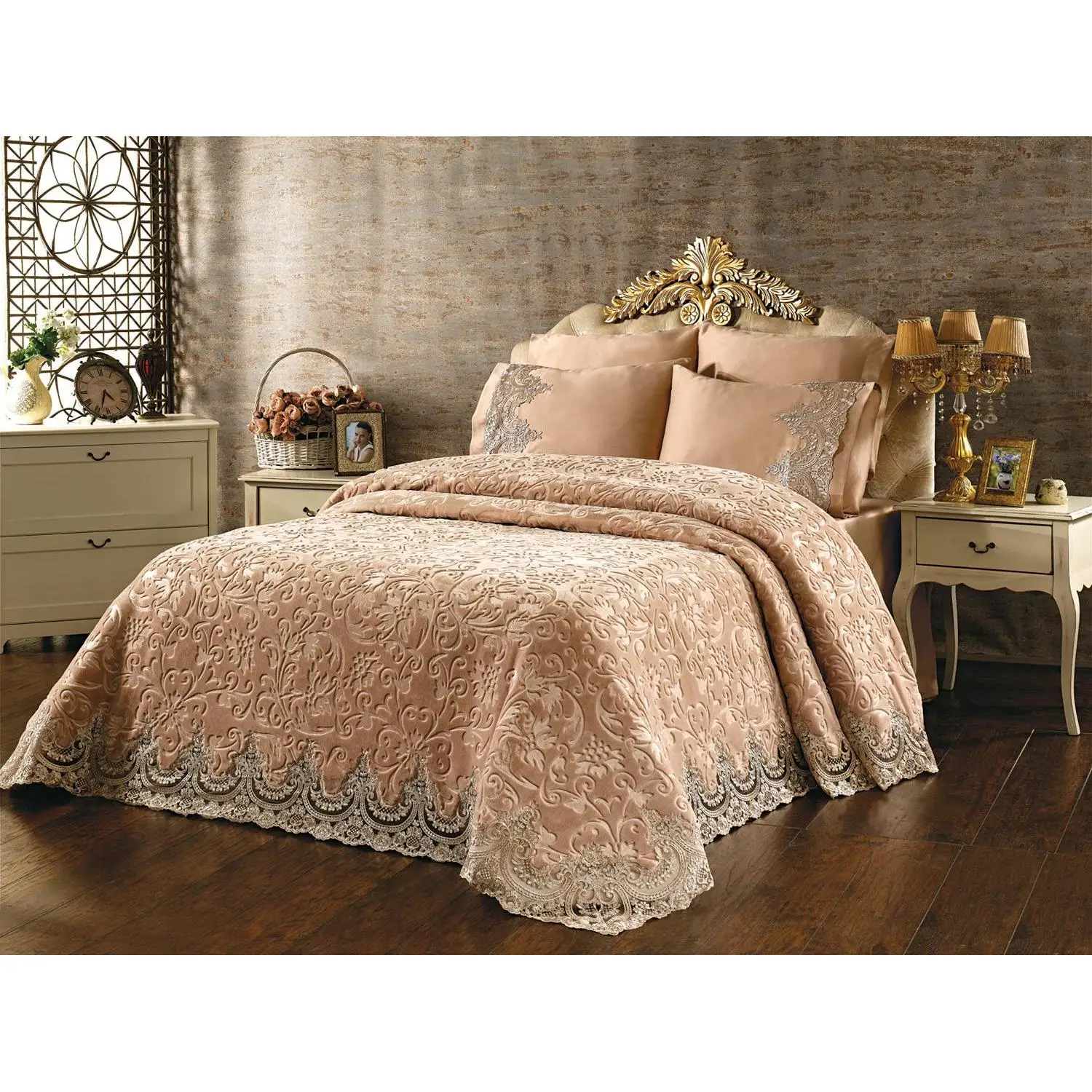 

French Guipure Hürrem Blanket Set Cream FREE SHİPPİNG