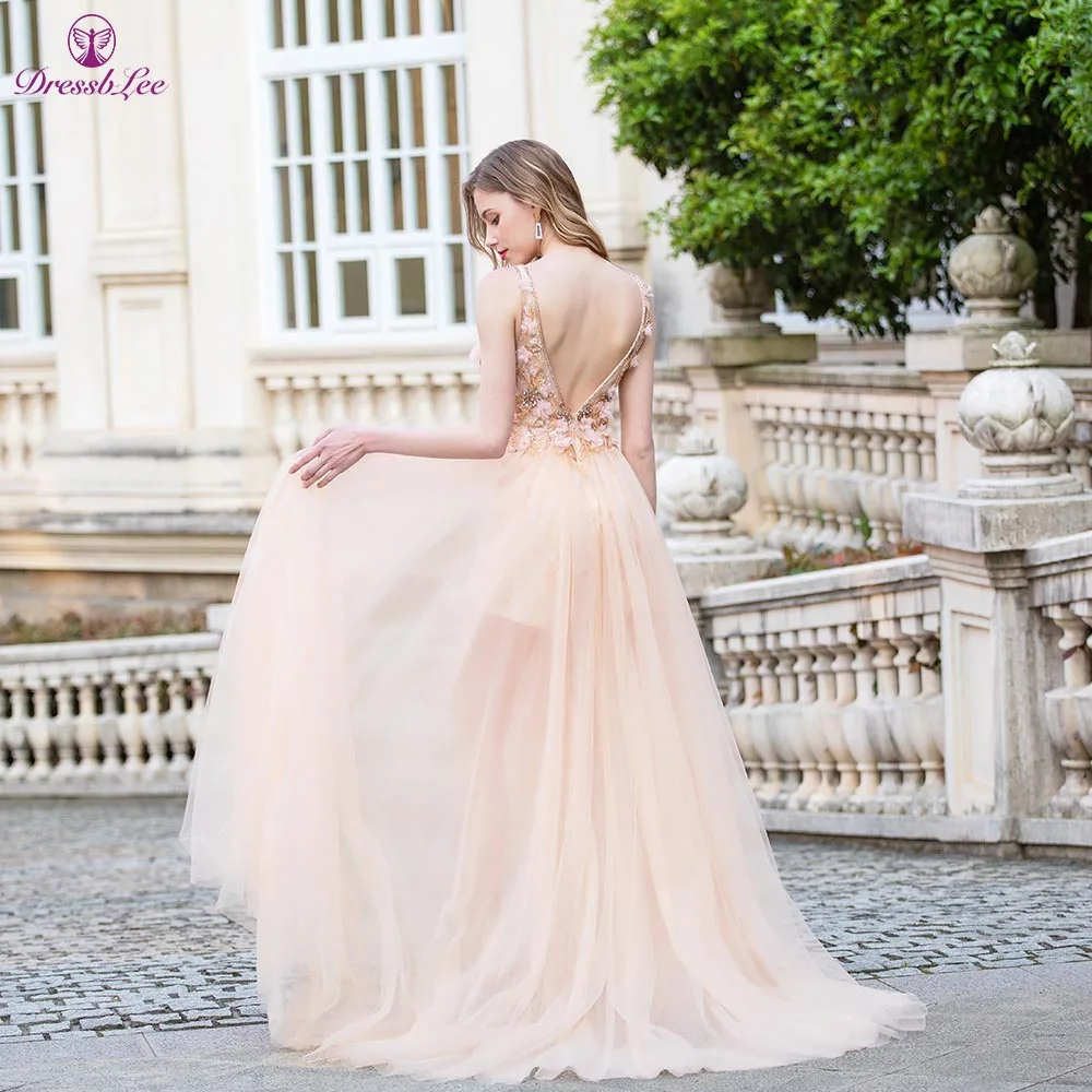 Новинка 2020 официальное вечернее платье длинное газовое с V-образным вырезом и