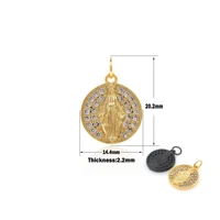 round virgin mary pendant ladies gold cubic zirconia virgin of guadalupe copper jewelry diy jewelry making supplies